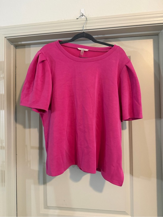 Cable & Gauge Tops - Cable & Gauge Short Sleeve Puff-Sleeve Top - Hot Pink